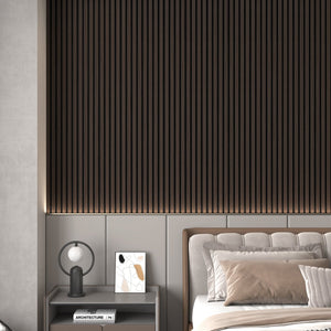English Elm 2 Pack Solid Wood Slat Acoustic Panels Handcrafted for Media Rooms and Home Offices Smoke T3210P487480