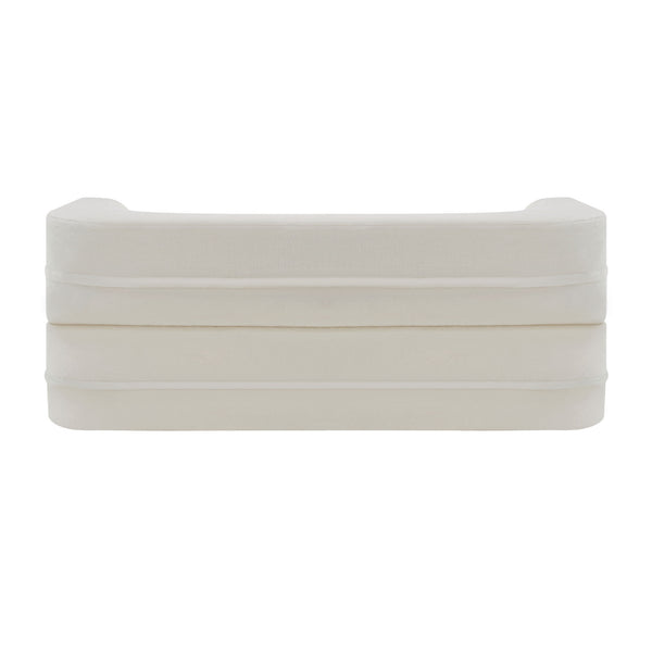 English Elm Queen Plush Floor Sofa Futon with 4 Pillows — Modern Foam Folding Couch Mattress for Living Room Guest Bedroom White W3612P336073