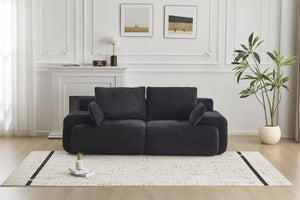 English Elm Modern Memory Foam Compressed Sofa - Pet-Friendly, Modular Loveseat For Living Rooms, Black Corduroy W3723P346963