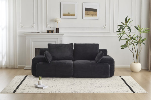 English Elm Modern Memory Foam Compressed Sofa - Pet-Friendly, Modular Loveseat For Living Rooms, Black Corduroy W3723P346963