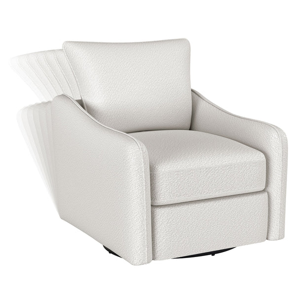 English Elm Nikko Upholstered Swivel Glider Chair in Vanilla — Cozy Farmhouse Comfort, Smooth 360° Motion, Plush Seating B062P353405