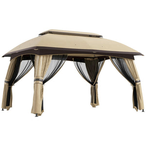 English Elm Outsunny 10' X 13' Outdoor Patio Gazebo Canopy With Ventilated Roof And Mesh Netting For Comfort W2225P174245-GIGA