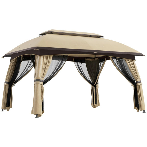 English Elm Outsunny 10' X 13' Outdoor Patio Gazebo Canopy With Ventilated Roof And Mesh Netting For Comfort W2225P174245-GIGA