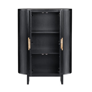 Crestview Collection Transitional 2-door Wood Cabinet With Stylish Black Finish, Oversized Pulls & Ample Storage Space Black Solid Wood Cvfdr1172