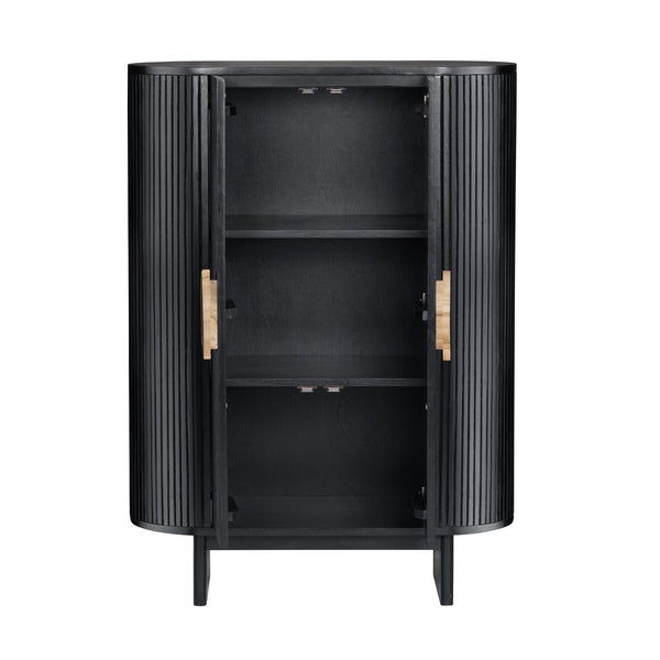 Crestview Collection Transitional 2-door Wood Cabinet With Stylish Black Finish, Oversized Pulls & Ample Storage Space Black Solid Wood Cvfdr1172