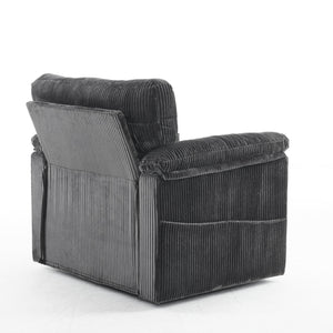 English Elm 33 Inch Oversized Swivel Corduroy Lounge Chair with Plush Chenille Cushioning and Support Springs Grey W1829P265016