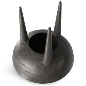 English Elm Otto Handcrafted Cast Aluminum Side Table in Graphite Finish — Convex Top, Tapered Legs, 24" Round B136P239038