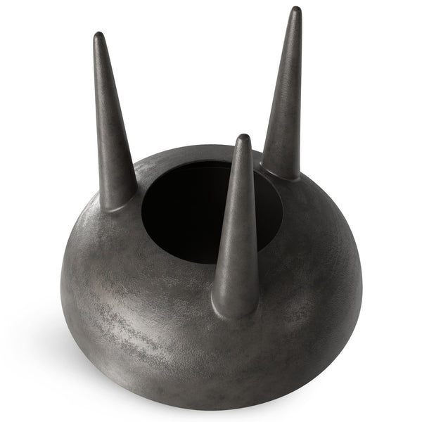 English Elm Otto Handcrafted Cast Aluminum Side Table in Graphite Finish — Convex Top, Tapered Legs, 24" Round B136P239038