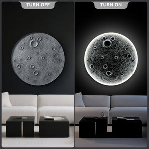 English Elm 40-Inch Resin Moon Wall Light with Remote Dimmable LEDs, 38W Main 15W Night, Meteorite Texture W2869P410964