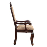 Beige & Espresso Arm Chairs Set: Elegant Traditional Design, Queen Anne Legs