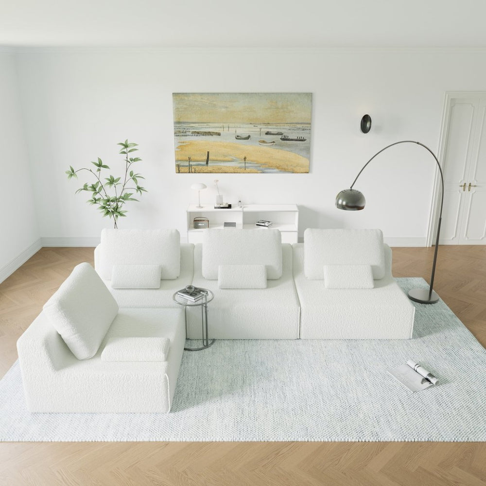 English Elm Oversized Modular Sectional Sofa - Luxurious Boucle Couch, Flexible Design, Comfortable For 3-5 People W3361S00017-GIGA