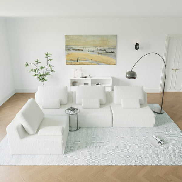 English Elm Oversized Modular Sectional Sofa - Luxurious Boucle Couch, Flexible Design, Comfortable For 3-5 People W3361S00017-GIGA