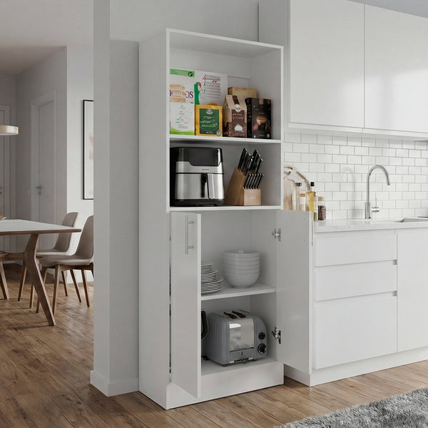 English Elm Juls Tall Pantry Cabinet with Open Shelves and Enclosed Storage for Any Room B070P474243