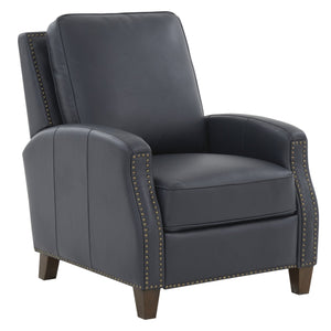 English Elm Jack Midnight Blue Faux Leather Recliner Chair with Nailhead Trim, Tapered Wood Legs, High-Density Foam Comfort B050P229965