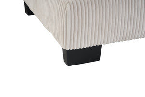 English Elm Modern U Shaped 6-Seat Sectional Sofa with Ottoman and 3 Toss Pillows, Corduroy Modular Comfort and Durable Frame White W2363S00039