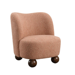English Elm 1Pc Pink Accent Chair With Curved Back, Plush Boucle Upholstery & Ball Feet For Modern Living Spaces B2741P401988