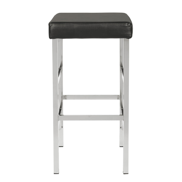 OSP Home Furnishings 30" Chrome Backless Stool Black