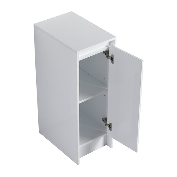 English Elm 12" Freestanding Bathroom Storage Cabinet With Soft-Close Doors & Adjustable Shelves In Glossy White W999P312104