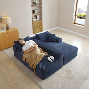 English Elm 105'' Modular Cloud Sectional Corduroy Deep Seat L-shape Couch for Living Room W1117S00414
