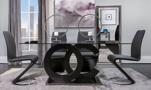 English Elm MARCUS Horseshoe Z-Shape Dining Chairs Set of 2 with Padded Faux Leather Seats and Solid Wood Frame Black 28 L x 21 W x 22 H B201P226147