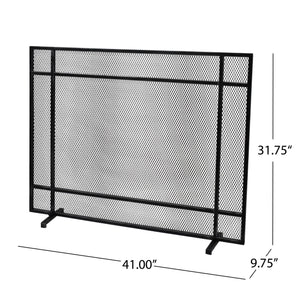 English Elm Christopher Knight Home® - FIRE Markus Modern Single Panel Iron Firescreen with Brushed Silver Finish, Minimalist Mesh Guard Black+Silver 65183.00BBSILV