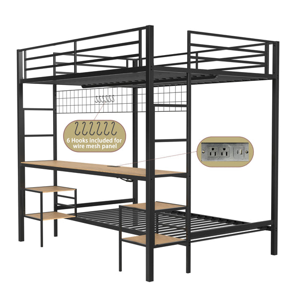 English Elm Ethan Full Over Twin Bunk Bed With Desk, Charging Station & Safety Guard For Smart Room Solutions B083S00006