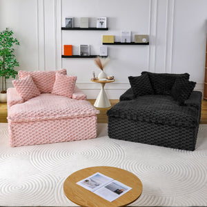 English Elm 51 Compact Comfort Sofa with Turtle Fleece, Sponge Support, Two Pillows, 400lb Capacity for Small Spaces Black W3371P326399