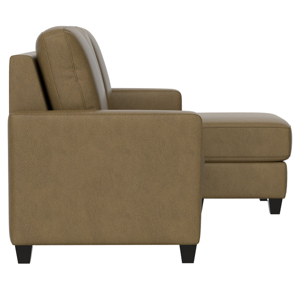 English Elm Wallace & Bay - Brown 2-Piece Sofa with Chaise - Tan Fabric Sectional, Tapered Feet, USB Console & Cup Holders B361P384484