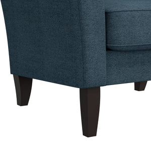 English Elm Dorset Barrel Accent Chair Velour Upholstery Solid Legs Compact Living Room Seating Blue B127P495069