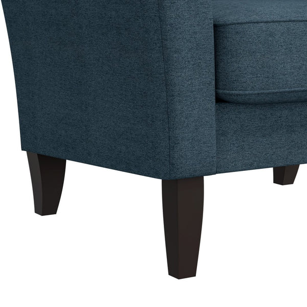 English Elm Dorset Barrel Accent Chair Velour Upholstery Solid Legs Compact Living Room Seating Blue B127P495069