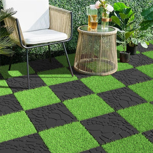 English Elm Stone Texture Interlocking Patio Tiles Polypropylene Anti-slip Outdoor Deck Flooring 44 Sq Ft Grey W3022P268428