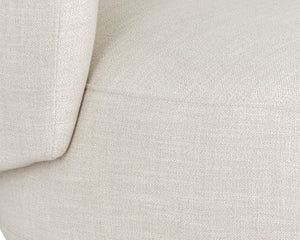 Sunpan Walsh Swivel Lounge Chair - Contemporary Curves in Effie Linen & Smoke with Stylish Black Base