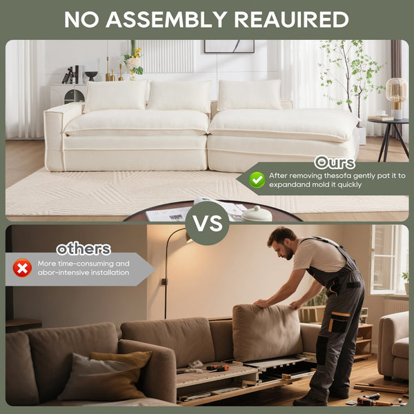 English Elm Modern Minimalist Modular Sectional Sofa - Plush Cloud Couch With Right-Facing Chaise For Cozy Living Spaces W2959S00014