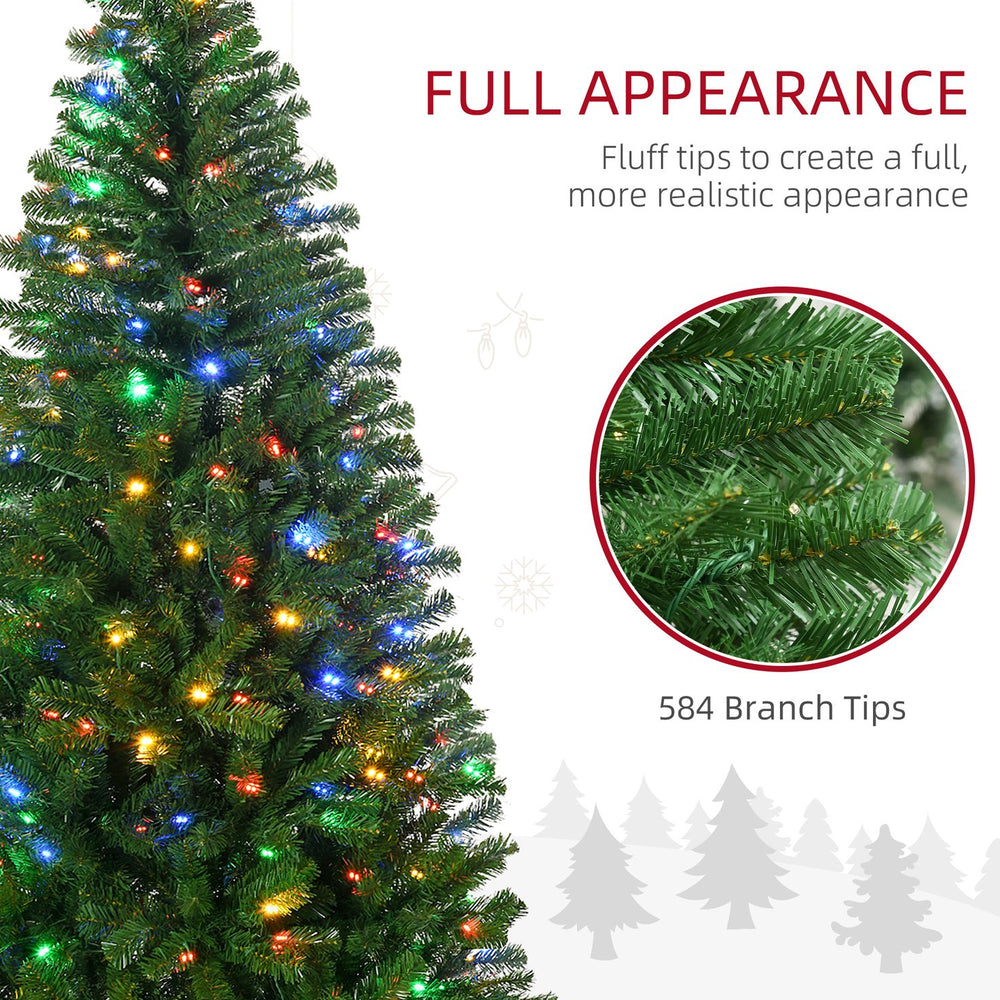 English Elm Homcom 6Ft Prelit Artificial Christmas Tree With 584 Branches & 212 Led Lights, Auto-Open Design W2225P249676