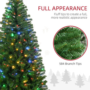 English Elm Homcom 6Ft Prelit Artificial Christmas Tree With 584 Branches & 212 Led Lights, Auto-Open Design W2225P249676