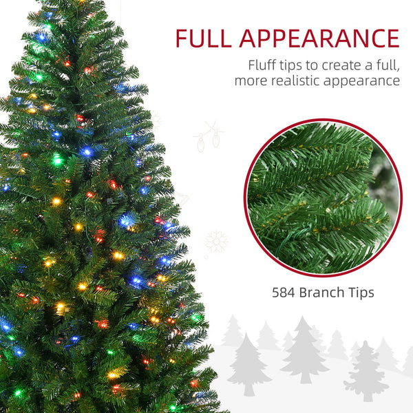 English Elm Homcom 6Ft Prelit Artificial Christmas Tree With 584 Branches & 212 Led Lights, Auto-Open Design W2225P249676