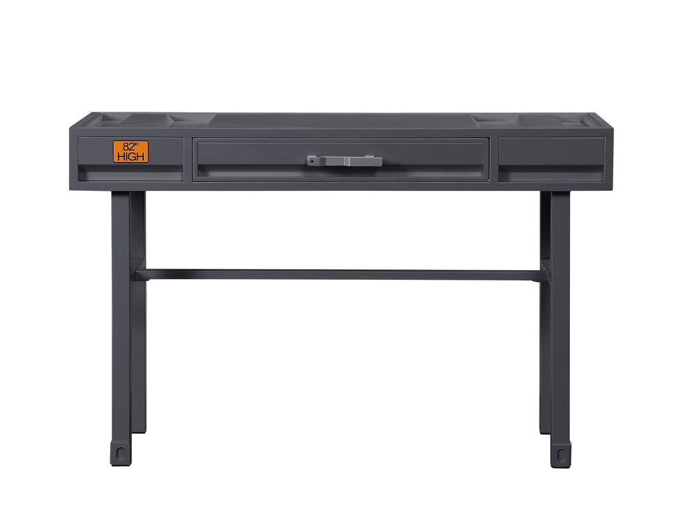 English Elm Cargo Cargo Gunmetal Finish Vanity Desk with Industrial Metal Frame, Single Smooth-Glide Drawer, 39"L Gunmetal 51 L x 20 W x 8 H B2726P263377
