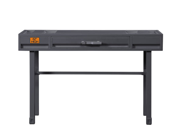 English Elm Cargo Cargo Gunmetal Finish Vanity Desk with Industrial Metal Frame, Single Smooth-Glide Drawer, 39"L Gunmetal 51 L x 20 W x 8 H B2726P263377