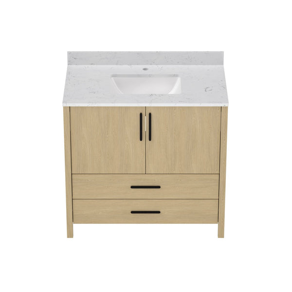 English Elm 24" Freestanding Bathroom Vanity with Countertop Soft Close Storage Melamine Cabinet T3785P442250