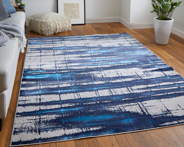 Feizy Rugs Indio Modern Abstract Rug – Durable, Low Pile Design In Earthy Tones For Stylish Home Décor Ivory,Blue,Gray Polyester,Polypropylene Ind39gzfbluivyf00