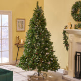 Christopher Knight Home® - Noble House - 7-foot Mixed Spruce Pre-Lit Clear String Light Hinged Artificial Christmas Tree with Frosted Branches