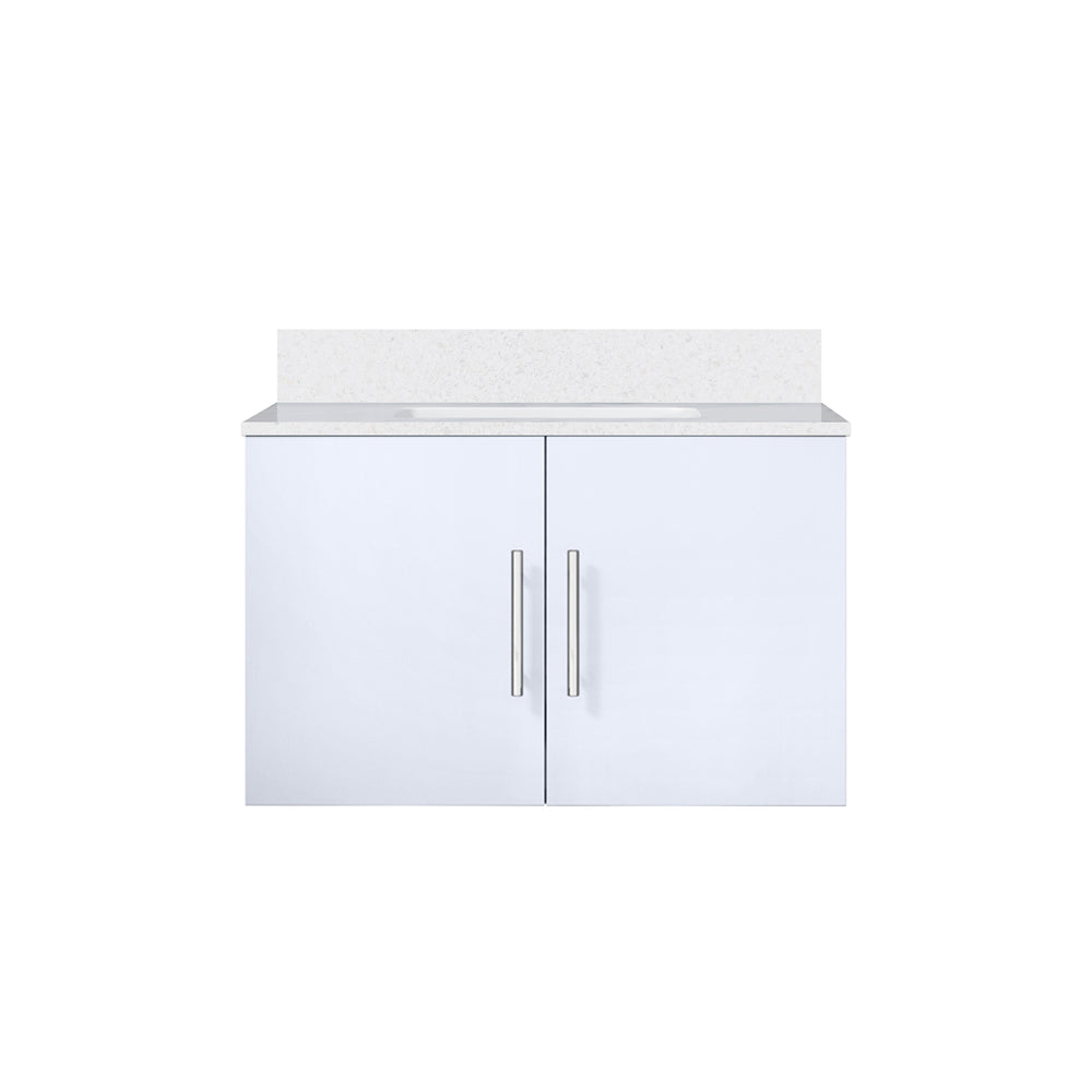 English Elm Glossy Solid Wood Bath Vanity 30" W x 22" D with White Quartz Top, Soft-Close, Scratch-Resist Counter B2731P258591