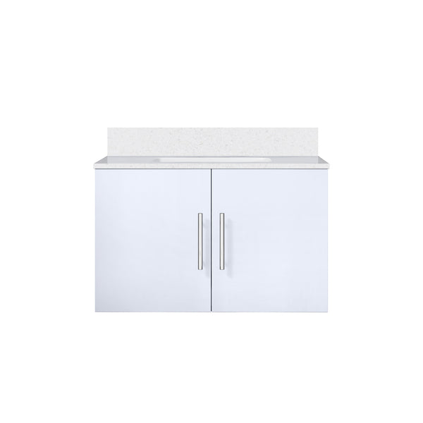 English Elm Glossy Solid Wood Bath Vanity 30" W x 22" D with White Quartz Top, Soft-Close, Scratch-Resist Counter B2731P258591