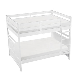 English Elm Bunk Bed Twin Over Solid Wood Frame with Guard Rails for Kids Shared Rooms White B011S02320