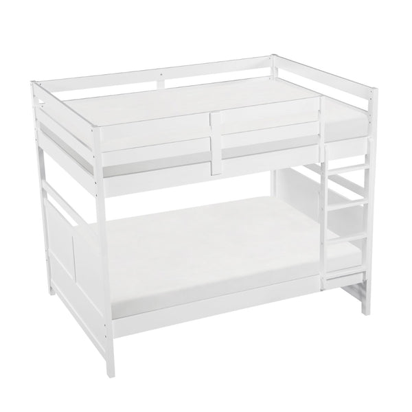 English Elm Bunk Bed Twin Over Solid Wood Frame with Guard Rails for Kids Shared Rooms White B011S02320
