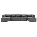 English Elm 143.7" Upholstered Sofa Free-Combined Sofa Couch With Two Chaise Lounge and Five Back Pillows For Living Room, Light Gray