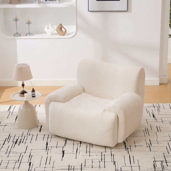 English Elm 42" Oversized Chenille Accent Chair Deep Foam Seat Lounge Armchair for Living Room Beige W3118P453259