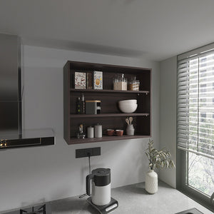 English Elm Wall Mounted Open Shelf Cabinet Three Tiers Modern Kitchen Storage Organizer Brown B092P474489