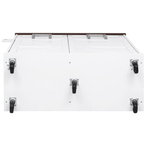 English Elm K&K 47.2" Farmhouse Kitchen Island with Drop Leaf, Removable Side Shelf, Trash Cabinet, Wheels White N707P307296W