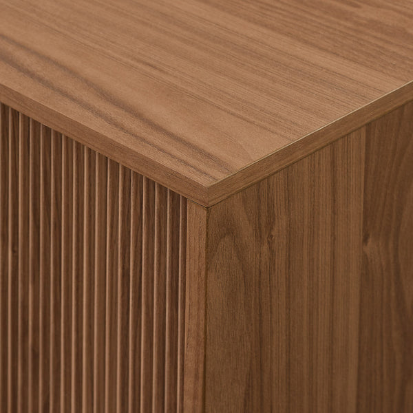 Arundo 70" Mid-Century Modern TV Stand with Reeded Doors, Open Storage & Stylish Mocha Finish